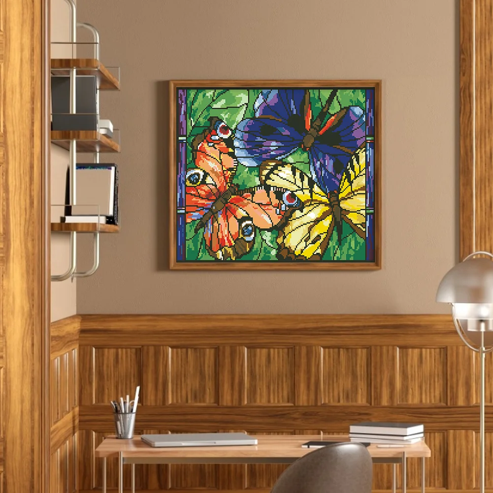 9CT Full Stamped Cross Stitch Bead Embroidery- Butterfly(Canvas|46*40CM)