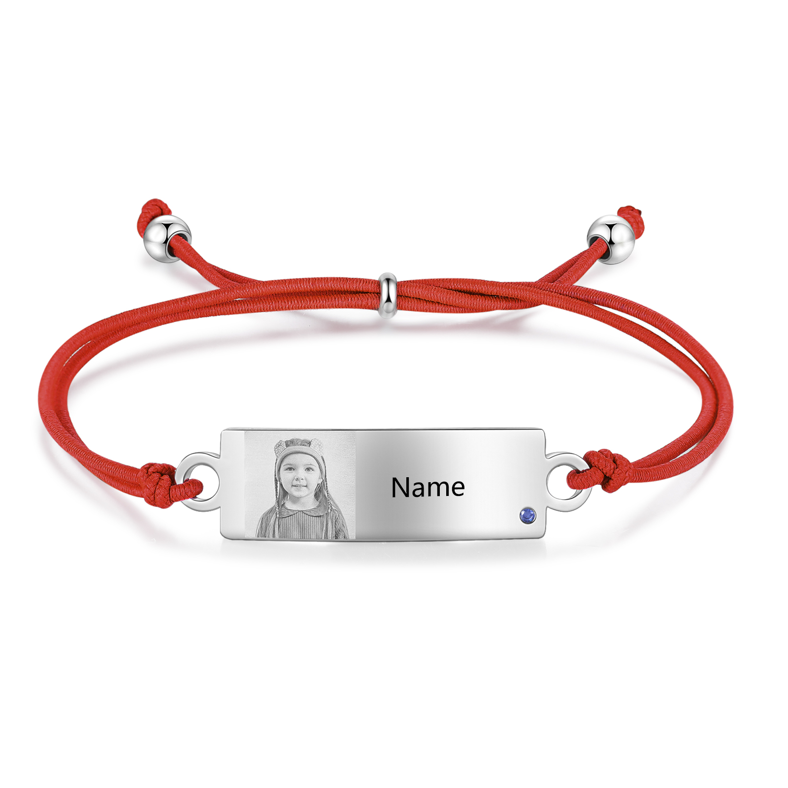 Braccialetto regorabile 1 foto e 1 nome e 1 pietra di nascita personalizzati regalo per scuola bambina