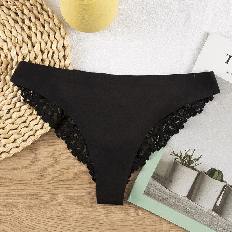 Meet&lsquo;r Woman Sexy Transparent Lace Panties Breathable Soft Seamless Lingerie Female Low-Waist Briefs Hollow Out Underpants