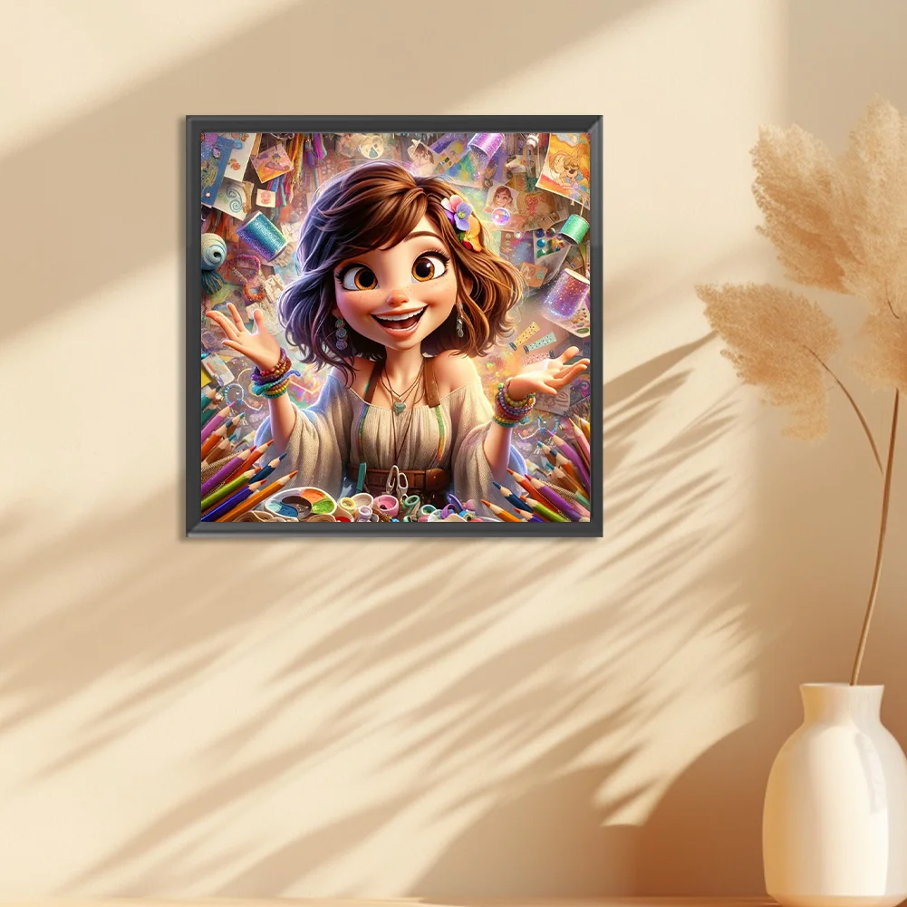 Full Round Diamond Painting 30*30cm - Girl