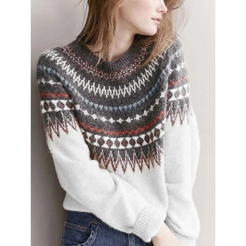 Round Neck Casual Bohemian Sweater