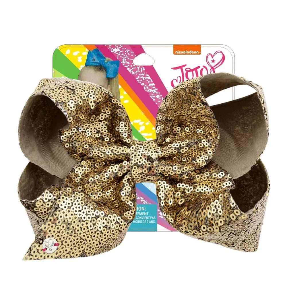 8" Sequin Rainbow JoJo siwa Bow With Hair Clip For Girls Kids Handmade Boutique Knot Jumbo Hair Bow Hairgrips Hair Accessories