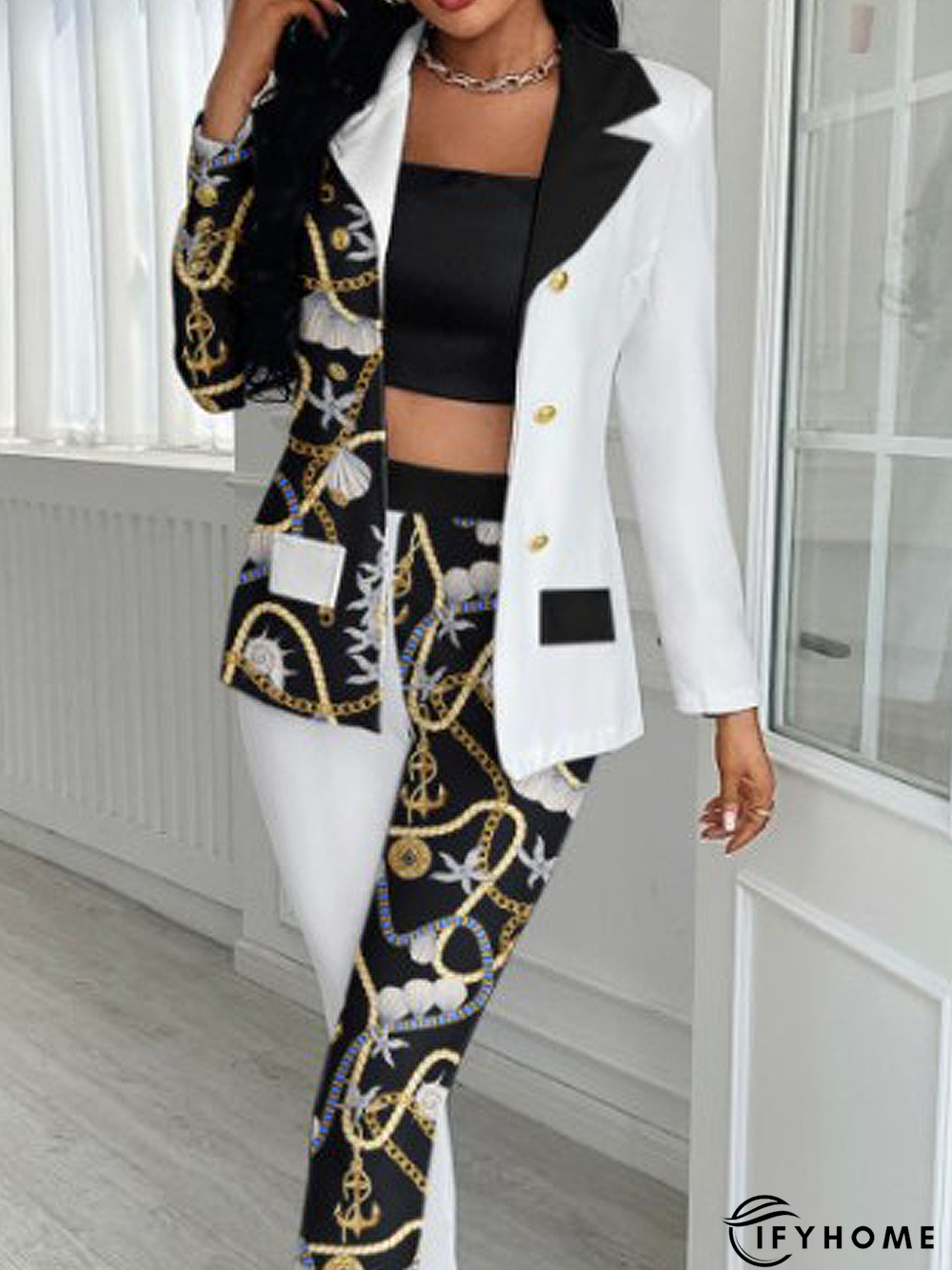 Loose Color Block Loose Urban Lapel Collar Long sleeve Blazer | IFYHOME