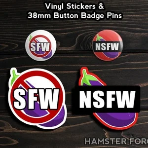 Pornhint NSFW & SFW Awareness Stickers 38mm Button Badges NSFW