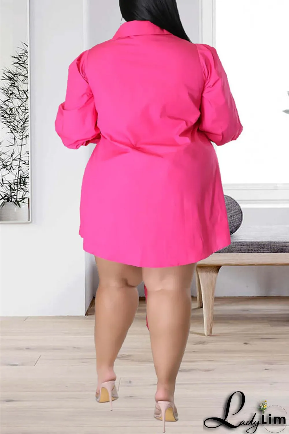 White Fashion Casual Solid Patchwork Turndown Collar Shirt Dress Plus Size Dresses