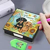 5D Dachshund DIY PU Diamond Painting Notecard Box with 160 Sheets Paper Holder