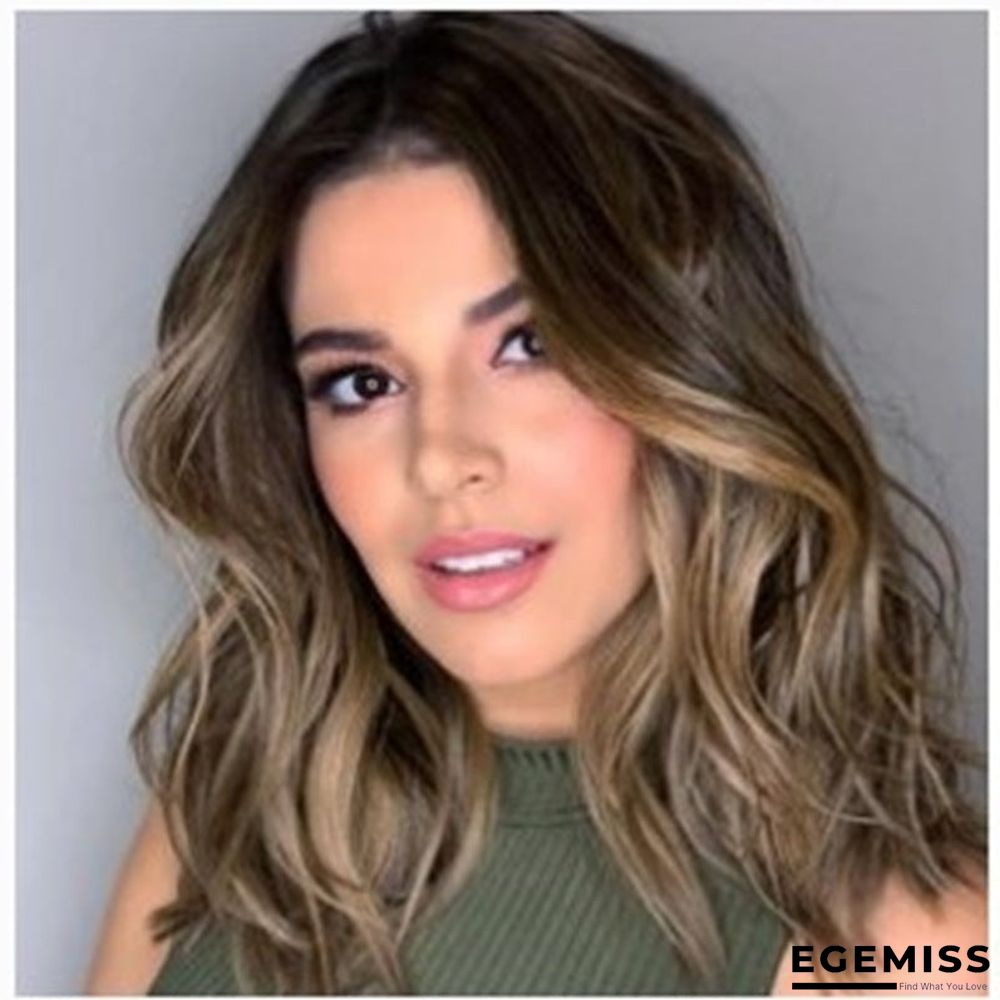 Chemical Fiber Wig Female Headgear Dyed Long Bangs Medium and Long Curly Hair | EGEMISS