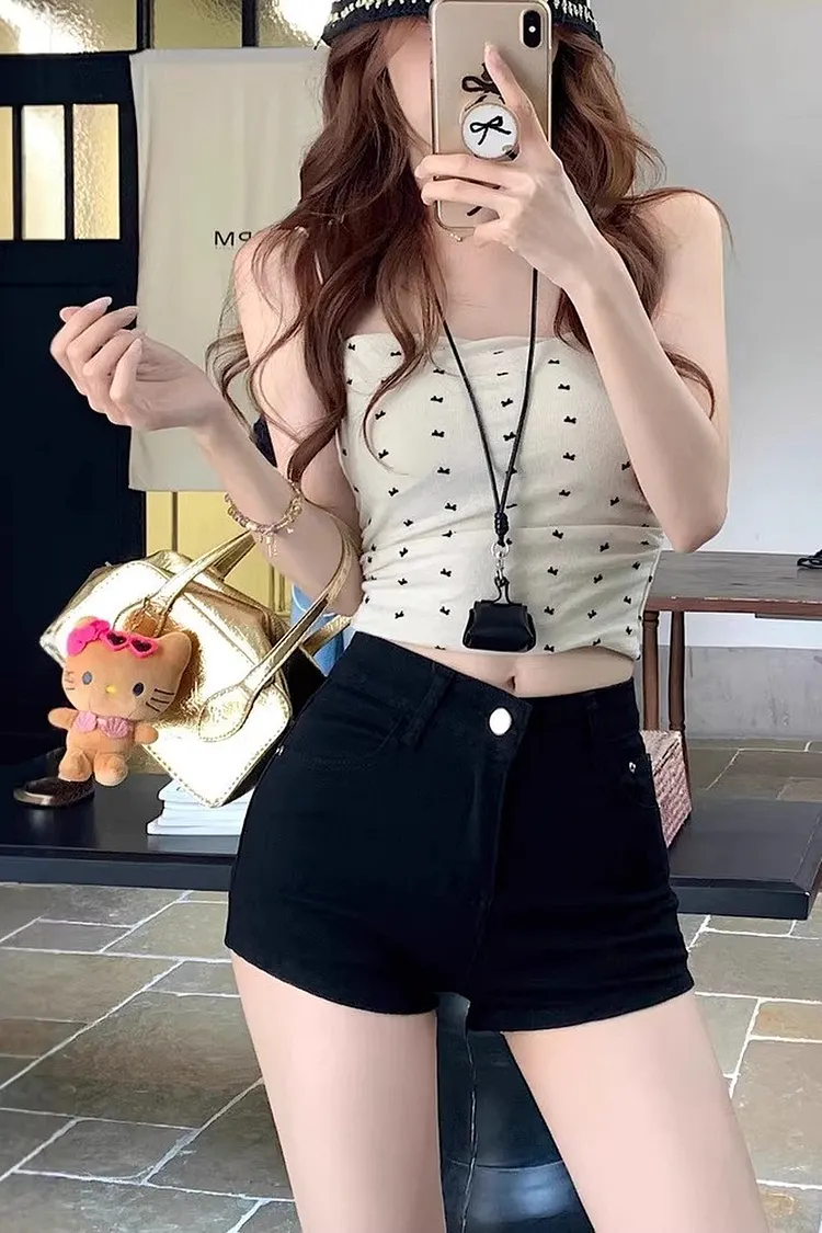 Stretchy Denim Shorts for Women High Rise A