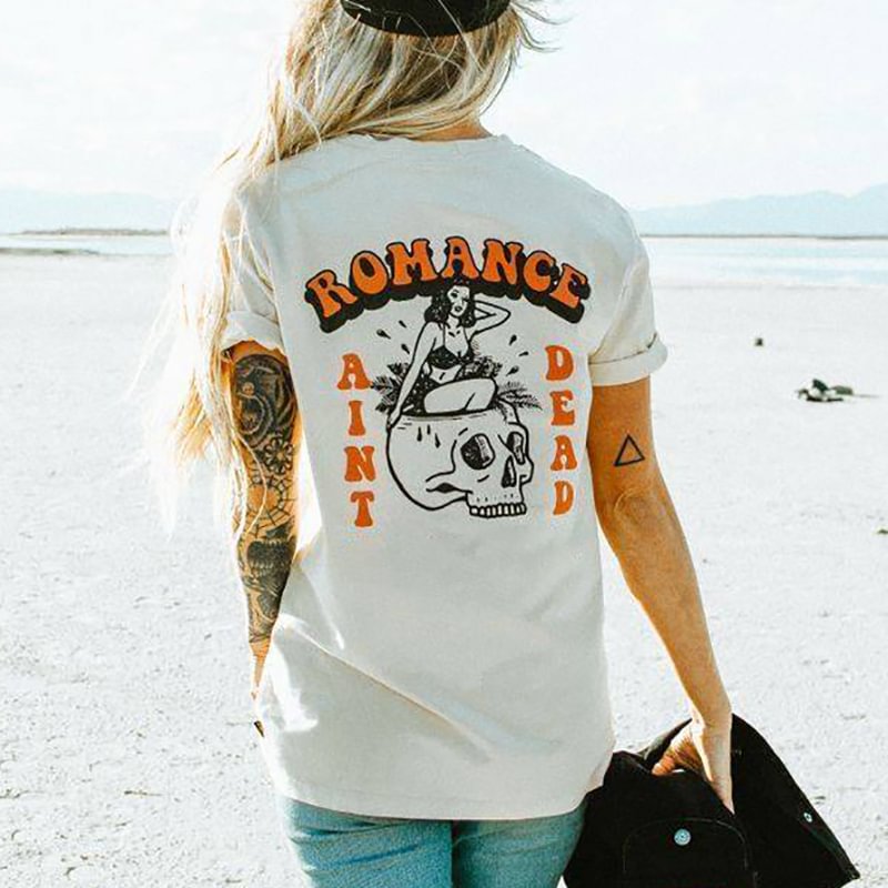 Romance skull print women's t-shirt - Krazyskull