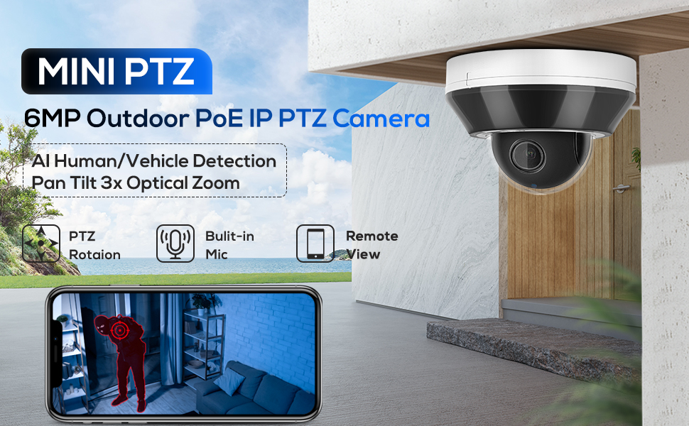 6MP Outdoor PoE IP PTZ Camera