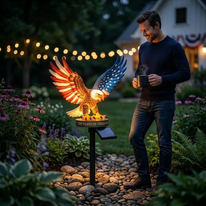 🔥LAST DAY 50% OFF &ndash; Solar Eagle Garden Light &ndash; A Glowing Tribute to American Freedom