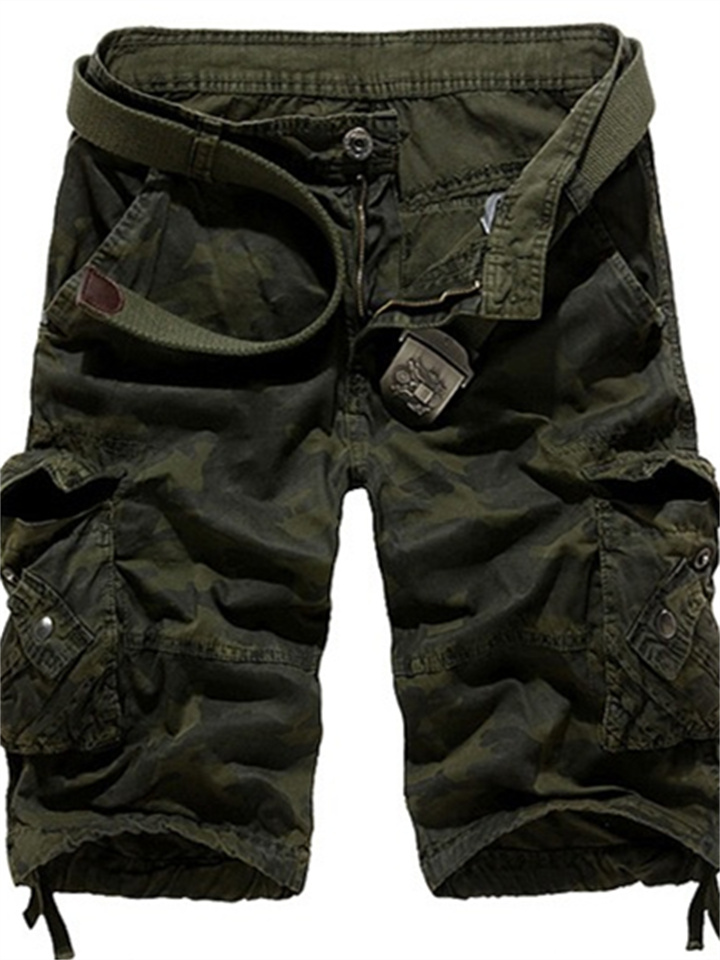 Men's Cargo Shorts Hiking Shorts Multi Pocket Camouflage Knee Length Daily Cotton Basic Black / Red Army Green