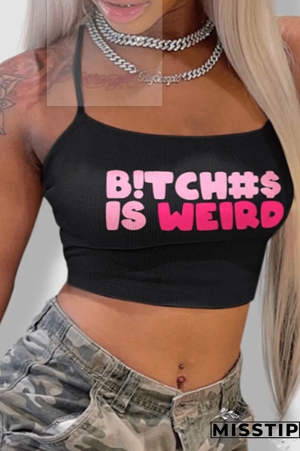 Green White Sexy Print Letter O Neck T-Shirts