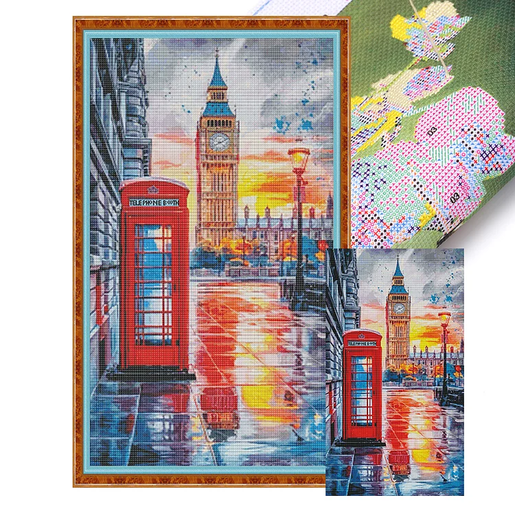 【Fairy Brand】London Telephone Booth(55*95CM)14CT Stamped Cross Stitch gbfke