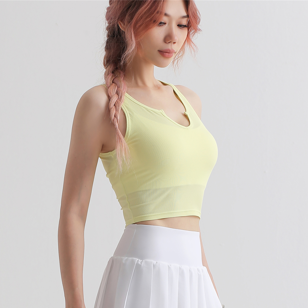 Buy Hergymclothing Fluorescent Orange women v neck moisture wicking cool feeling nylon slim fitting everyday sports running yoga crop top at an affordable price
