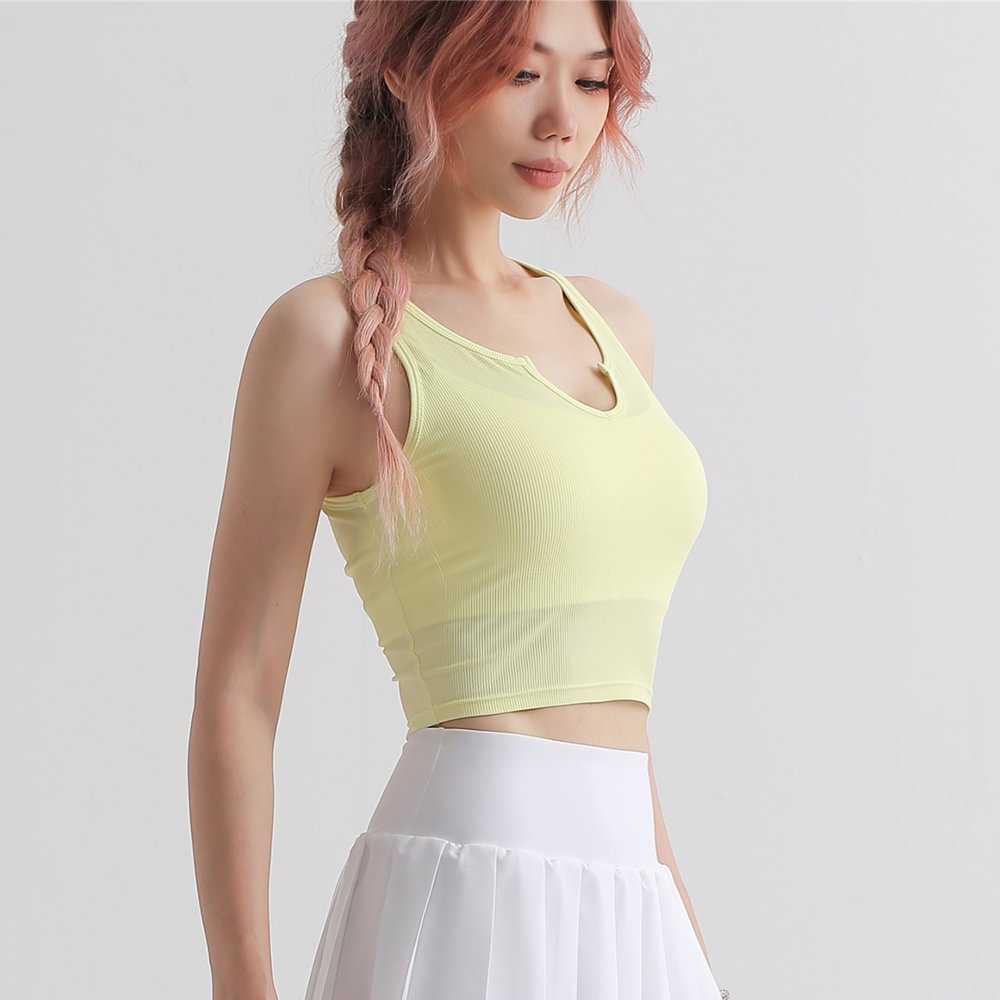 Buy Hergymclothing Fluorescent Orange women v neck moisture wicking cool feeling nylon slim fitting everyday sports running yoga crop top at an affordable price