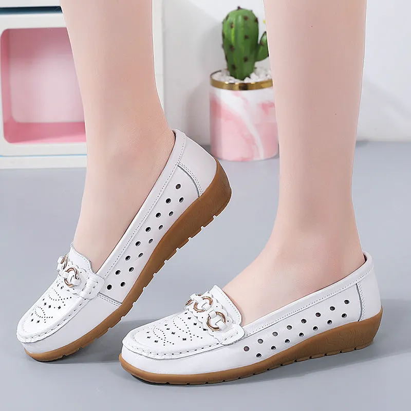 Women's Soft Sole Wide Breathable Waterproof Lightweight Walking Flat Loafer Shoes