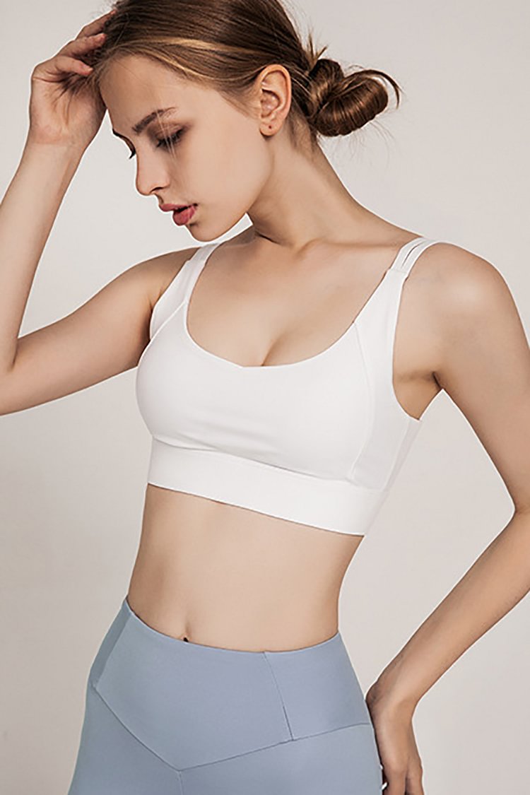 Round Neck Strap Back Cut Out Sporty Crop Top