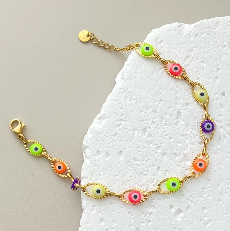 Vacation Devil’s Eye 304 Stainless Steel 14K Gold Plated Bracelets In Bulk