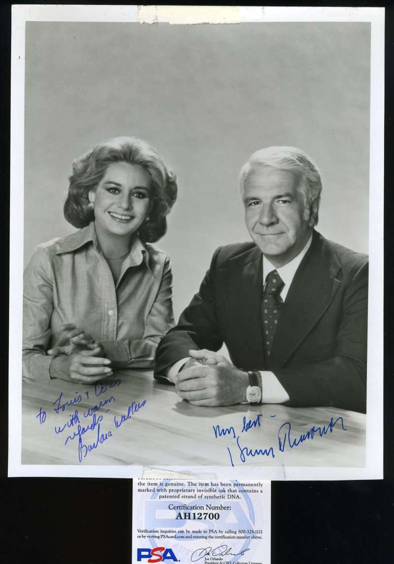 Barbara Walters Harry Reasoner PSA DNA Hand Signed 7x9 Vintage Photo Poster painting Autograph