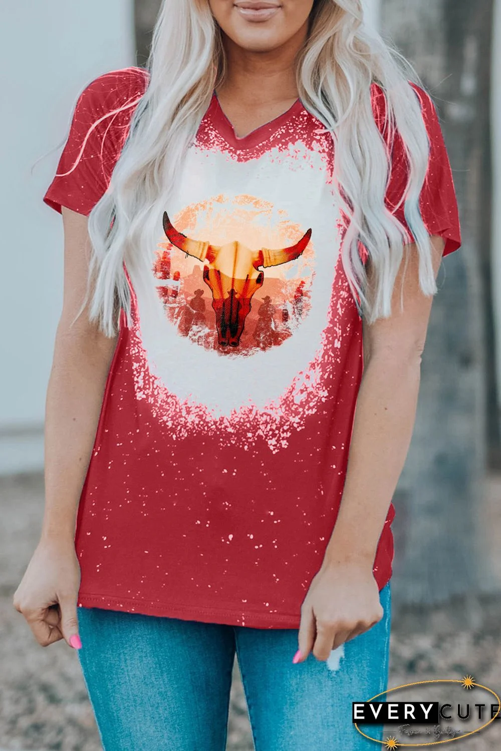 Red Animal Bleached T-shirt