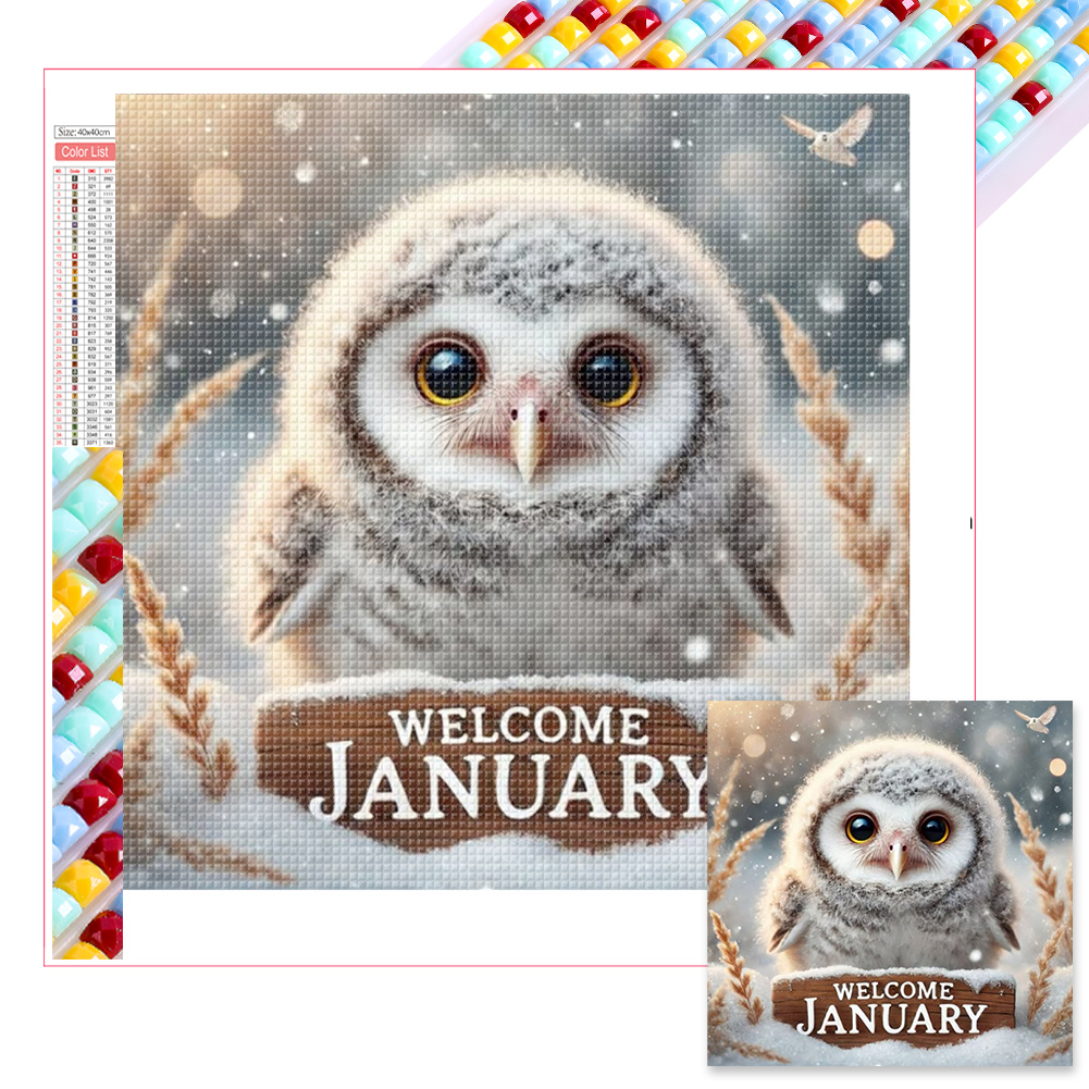 Cute Animal January 40*40cm(picture) full square drill diamond painting