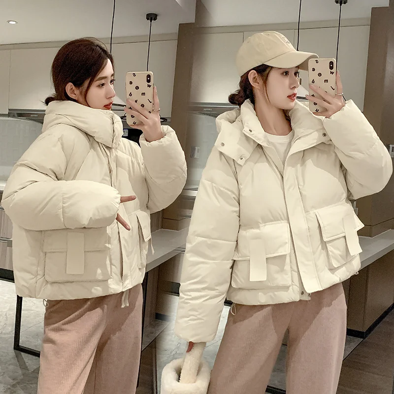 Toloer Cotton-Padded Jacket Women's Short Style 2024 New Winter Cotton-Padded Jacket Korean Version Loose And Thick Bread Jacket Small Cotton-Padded Coat-Outfit Ideas