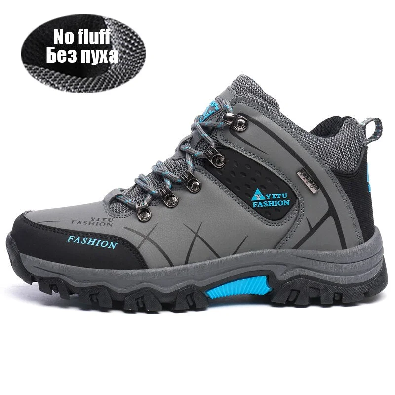 Winter Ankle Boots Leather Men Casual Shoes Outdoor Waterproof Work Rubber Mens Hiking Boots Sneakers Warm Military Snow Boots