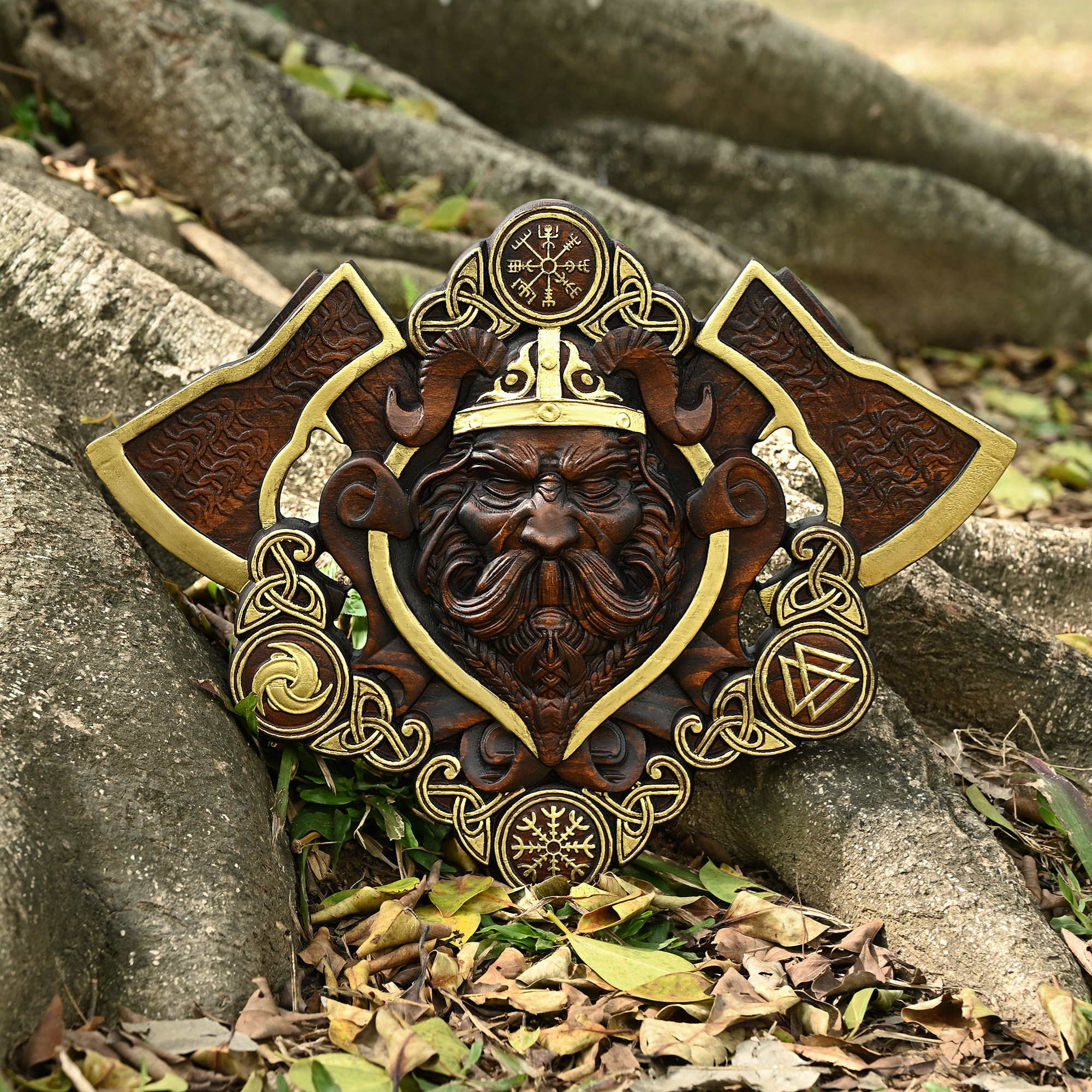 Scandinavian Style Viking Warrior Axe Wooden Wall Decoration