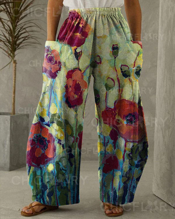 Women's Floral Print Loose Pants 