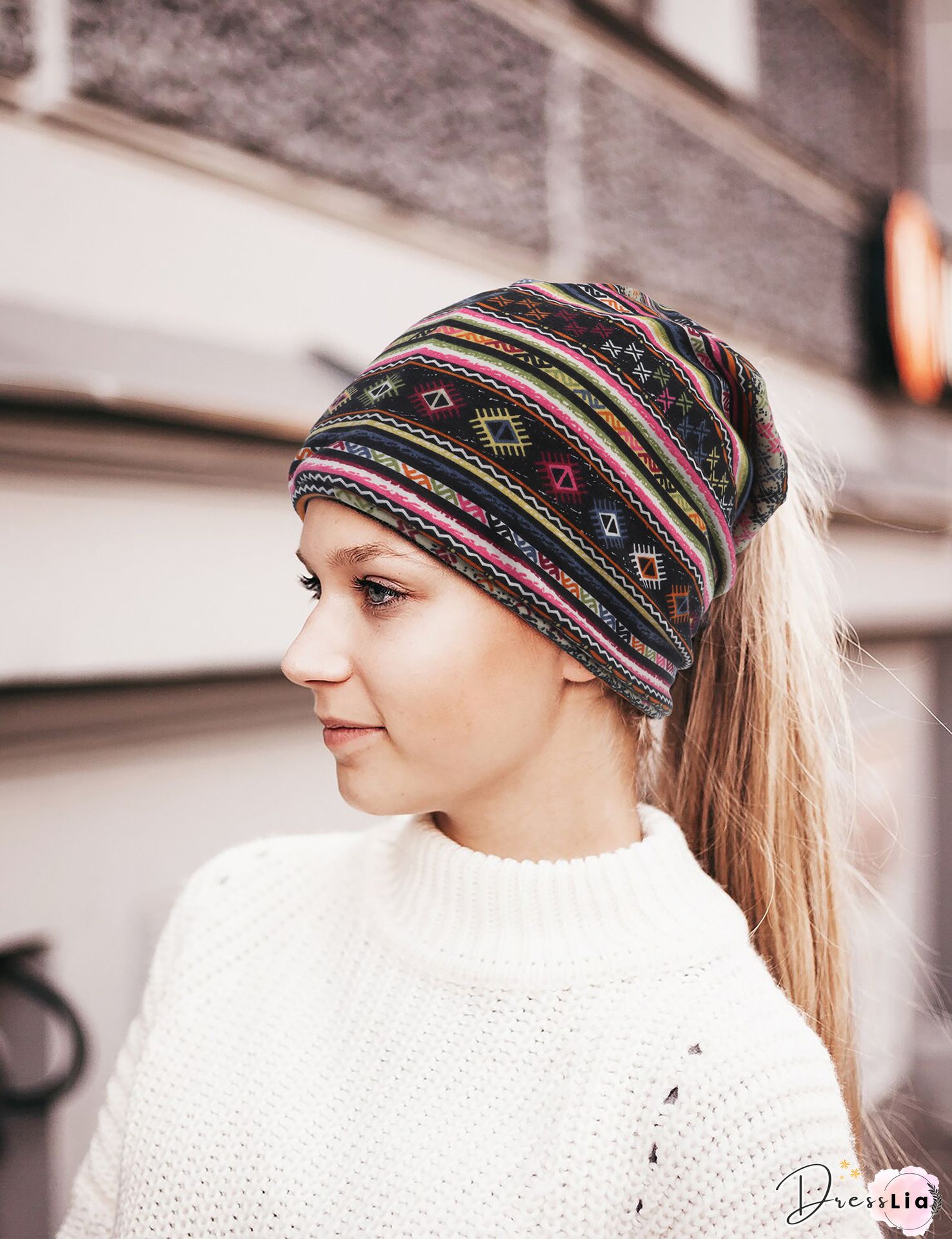 Women Color-Block Casual Knitted Hats