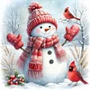 (40*40cm)Red Scarf Cardinal Snowman - Square Partial AB Drill Diamond Painting