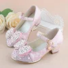 Kid Baby Girl Princes Party And Wedding Flower  Leather Shoes Fashion High Heel Shoe
