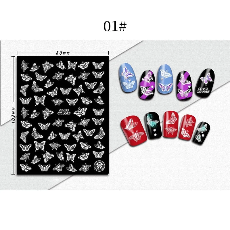 1 Sheet 3D Halloween Nail Sticker Christmas Skull Bone Snake Butterfly Maple Leaf Pattern Decals Manicures 3D Nail Decorations