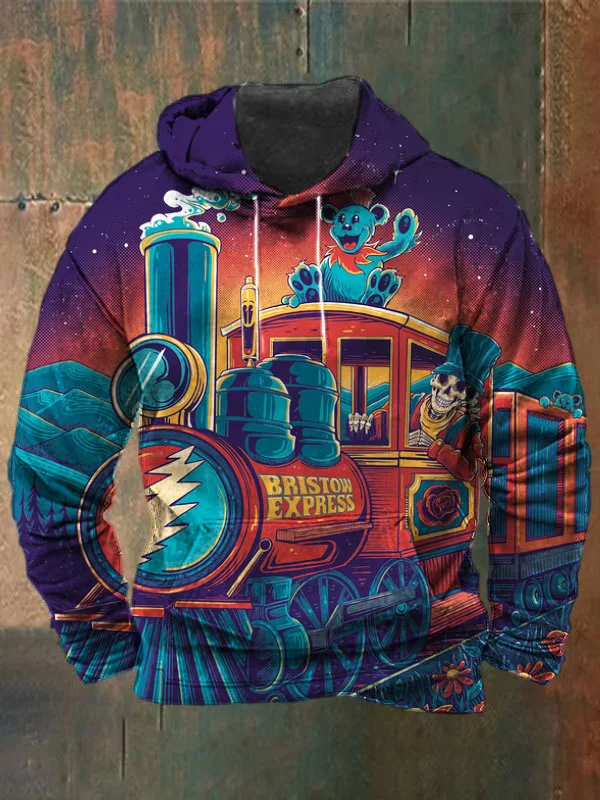 Unisex Skull Bear Print Heavyweight Hoodies