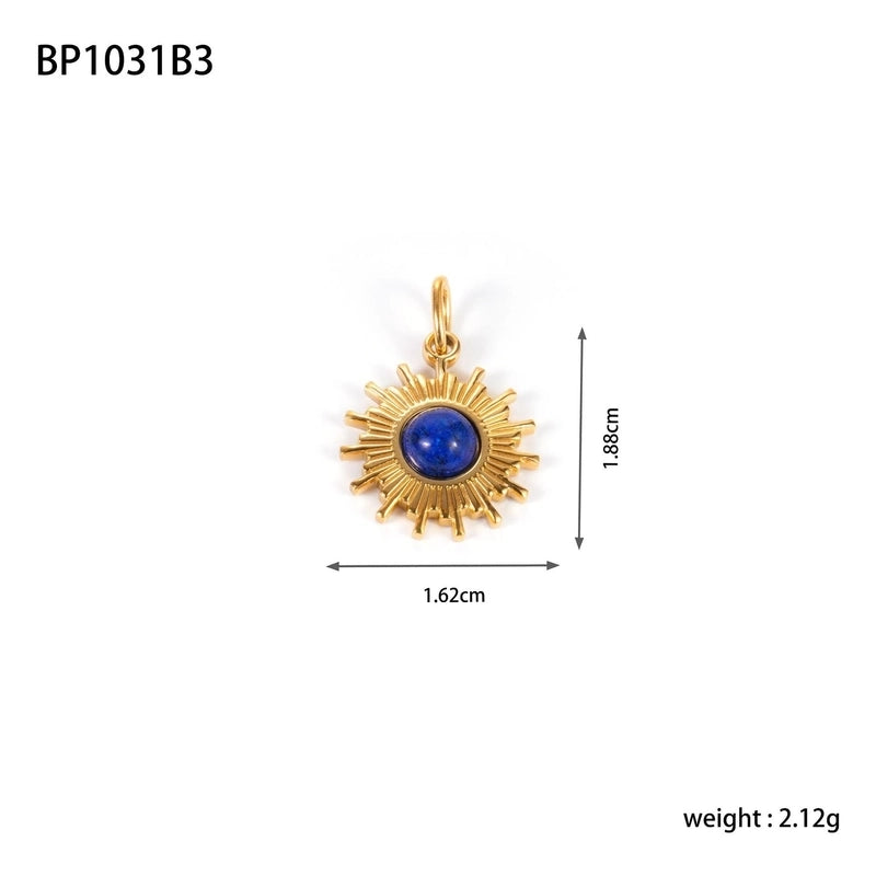 1 Piece 304 Stainless Steel Natural Stone Sun Pendant Jewelry Accessories