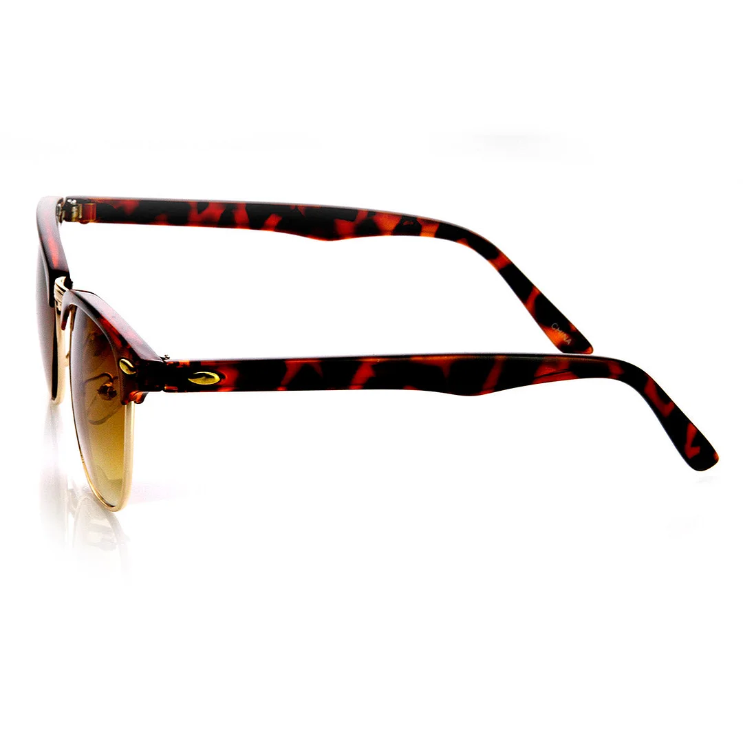 Retro Classic Metal Half Frame Horn Rimmed glasses
