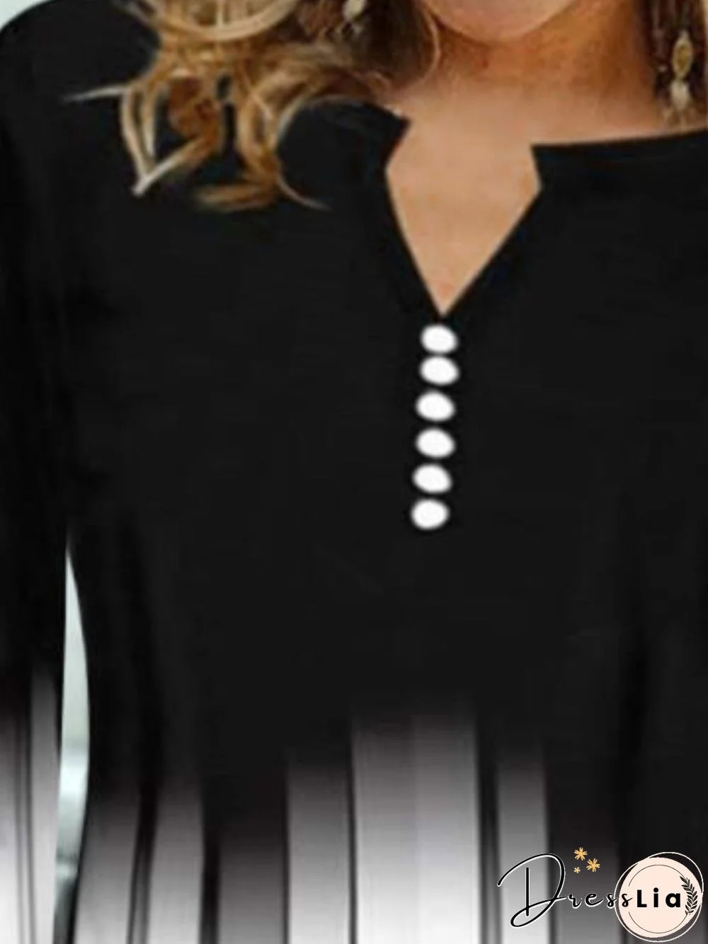 Vintage Printed Cotton-Blend V Neck Tops