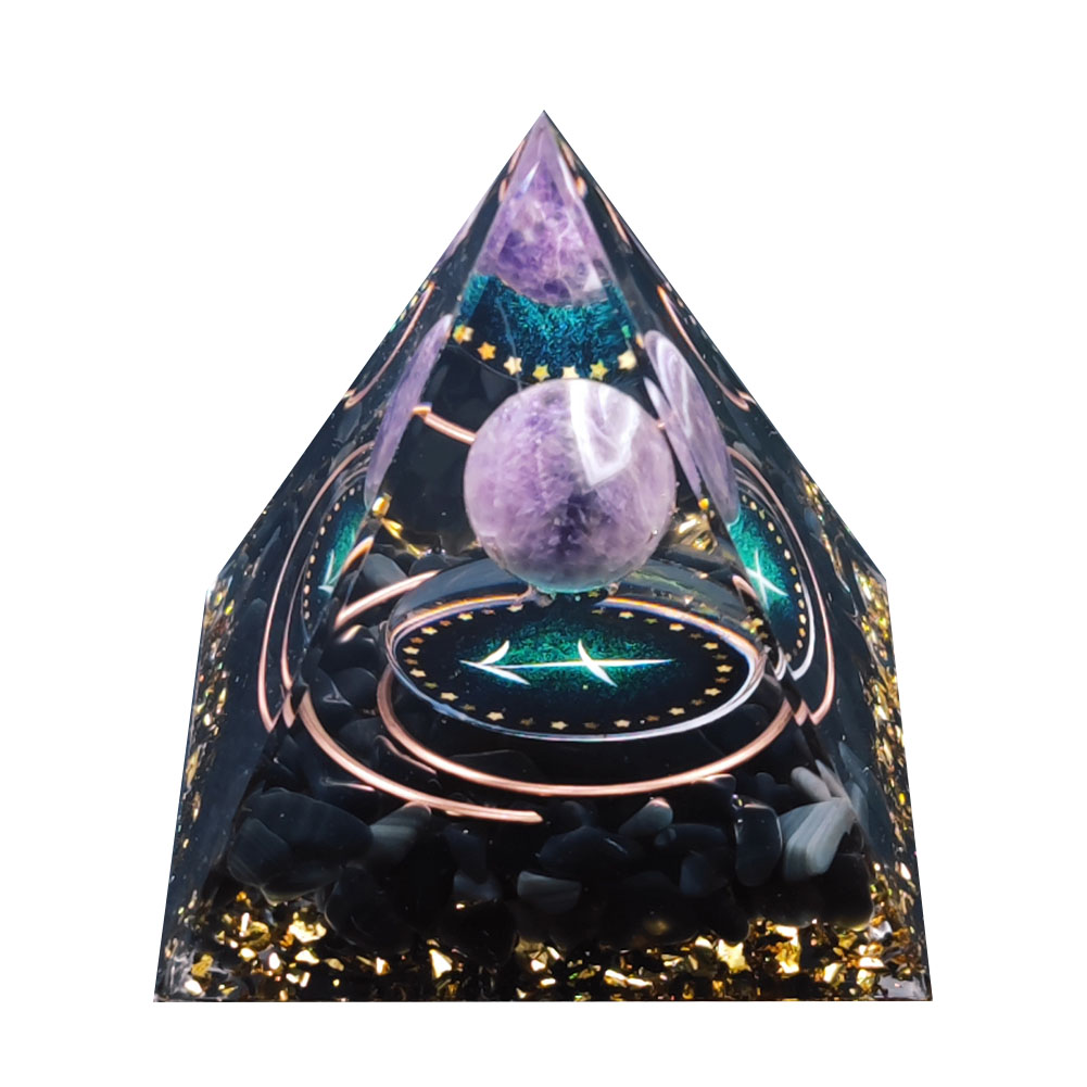 Orgonite Pyramid Healing Crystals Chakra Meditation Stones (Sagittarius)