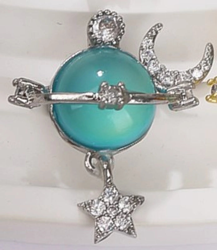 1 Piece Resin Copper Zircon 18K Gold Plated Star Moon Jewelry Accessories Pendant