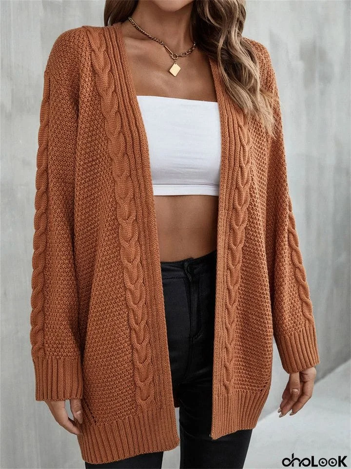 Loose Solid Color Irregular Knitted Sweater Coat