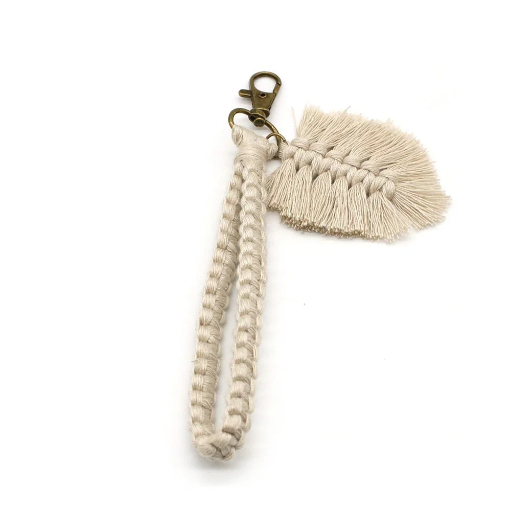 Dvacaman INS Macrame Twisted Keychain For Women Boho Handmade Key Holder Keyring Macrame Bag Charm Anti-lost Jewelry Accessories