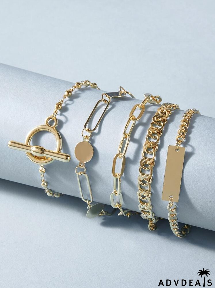 5pcs Geo Decor Chain Bracelet