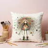 Colorful Girl Pillow Cover Kit with Pattern 11CT Stamped Cross Stitch Pillowcase 45*45cm