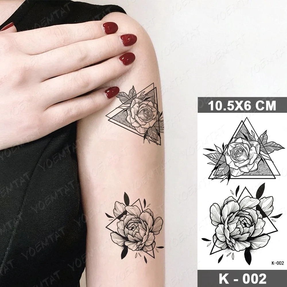 Waterproof Temporary Tattoo Sticker Realistic Black Waist Wrist Lily Flowers Flash Tatoo Fake Tatto For Body Art Women Men