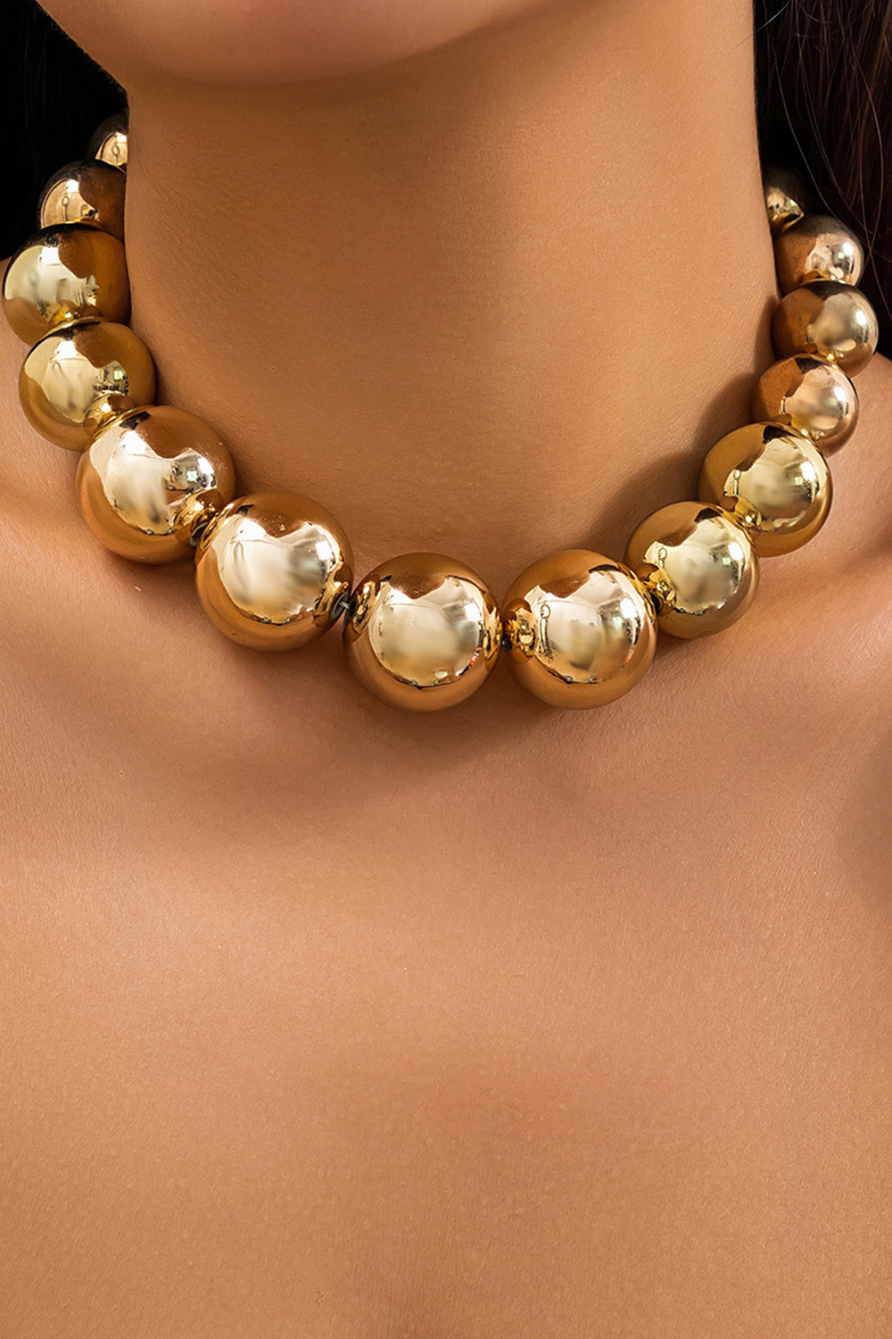 Fashion Gold Large Round Bead Necklaces
