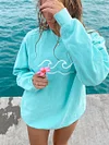 Blue Shores And Waves Printed Casual Sweatshirt by Inlyline