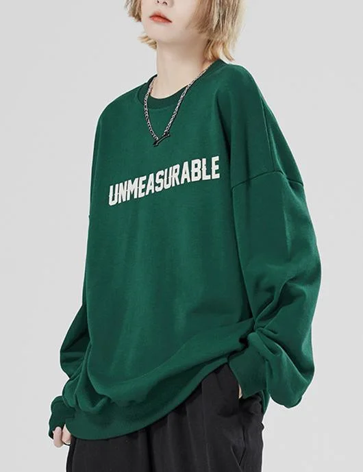 Handmade green Fine trench pullover Work alphabet  prints o neck tops
