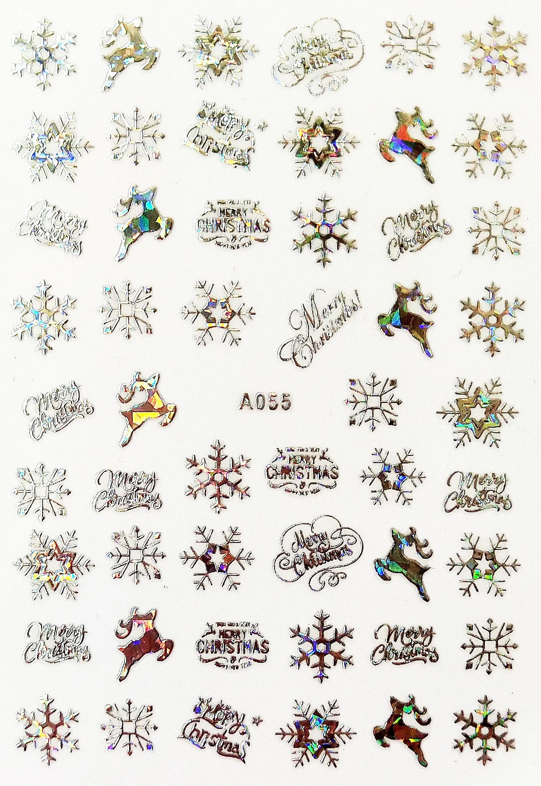 Merry Christmas 3D Elk Nail Art Decals Nail Sticker Manicure Red Laser Gold Silver White Snow Sticker for Nail Design Decoration-Nail Inspo