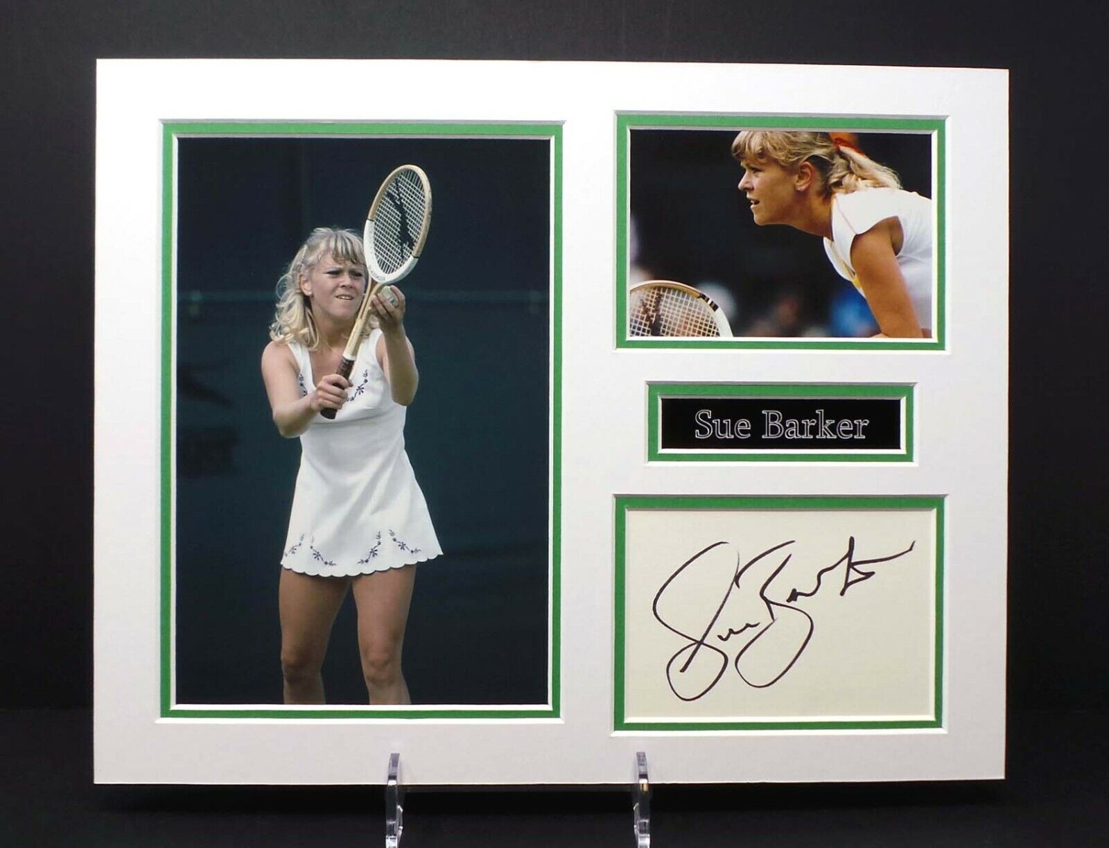 Sue BARKER Signed Mounted Tennis Question of Sport Photo Poster painting Display 1 AFTAL RD COA